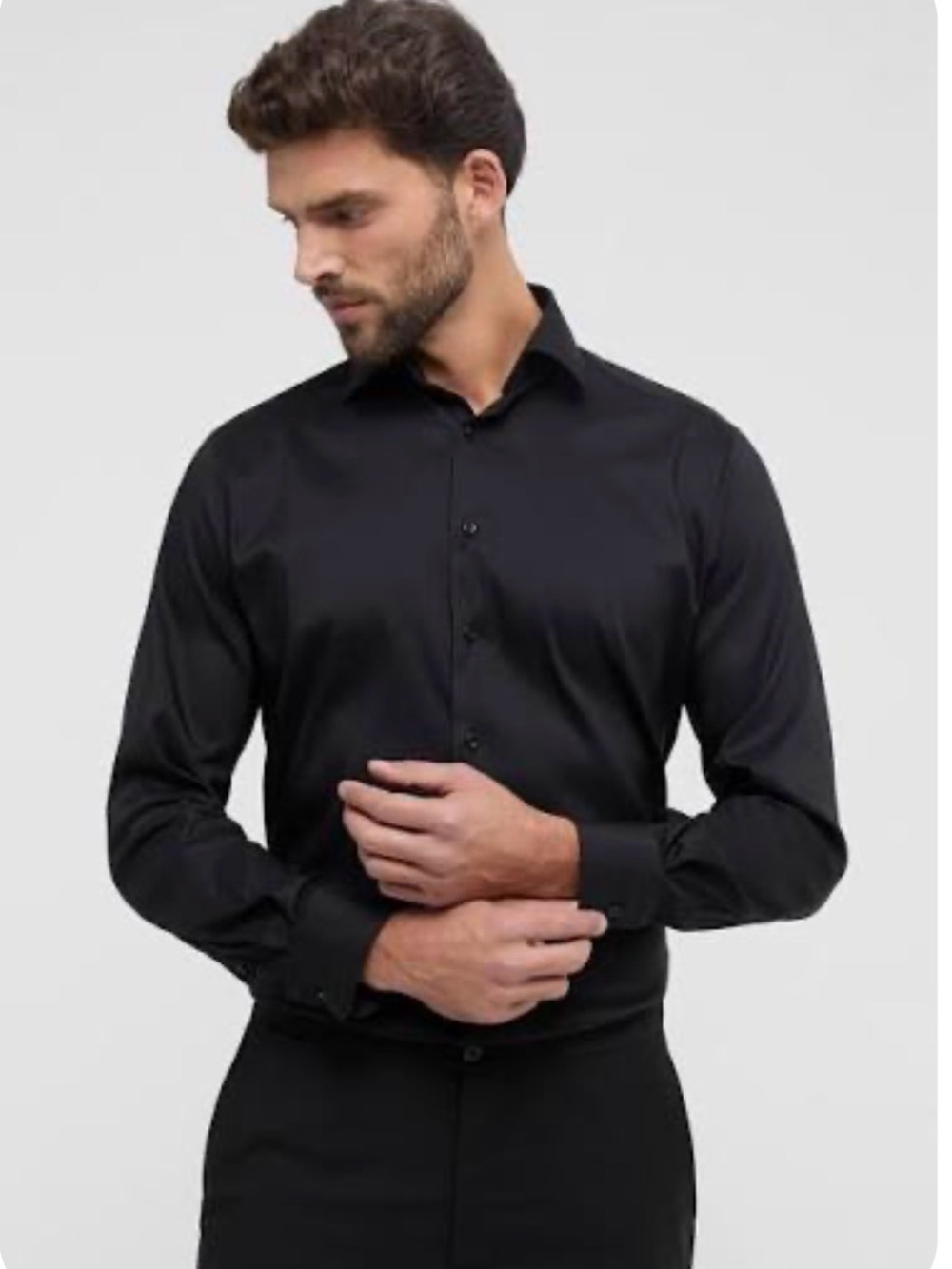 Eterna Men's Black Printed Dress Shirt with Classic Collar